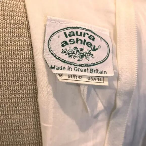 Vintage 1970s Laura Ashley White Womens Dress Edwardian Prairie Ruffled Size 14 - Picture 12 of 14